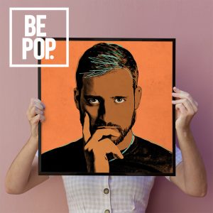 Woman holding a golden frame mockup