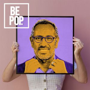 Woman holding a golden frame mockup