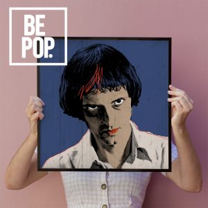 Woman holding a golden frame mockup