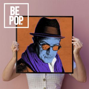 Woman holding a golden frame mockup