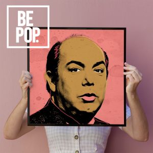 Woman holding a golden frame mockup